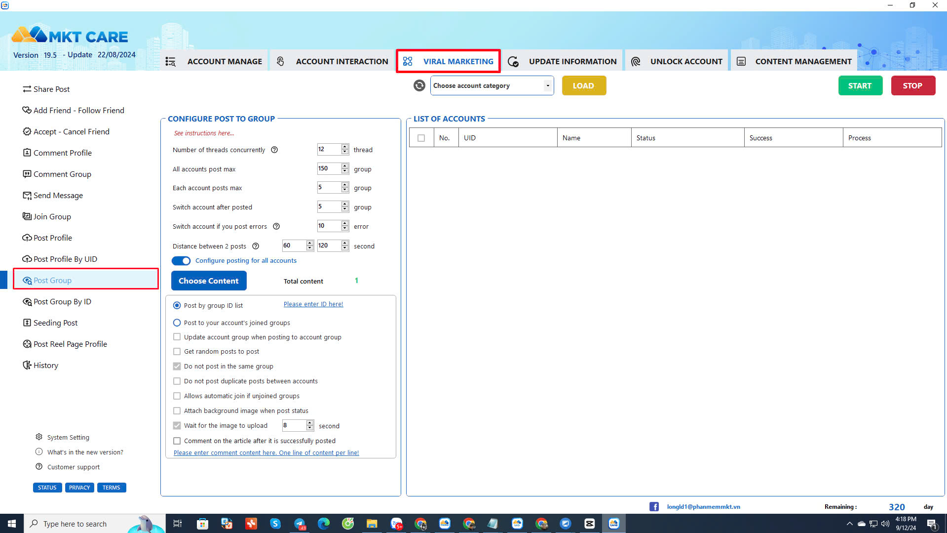 Guide to using MKT Care for auto post group Facebook 