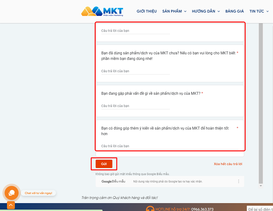 Quy trình khiếu nại phần mềm marketing 