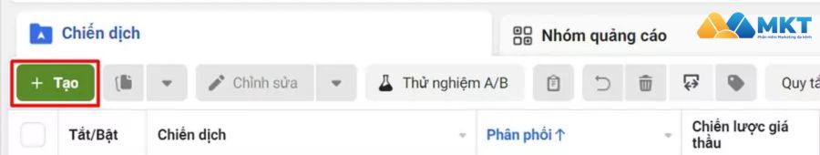 Khởi tạo chiến dịch quảng cáo