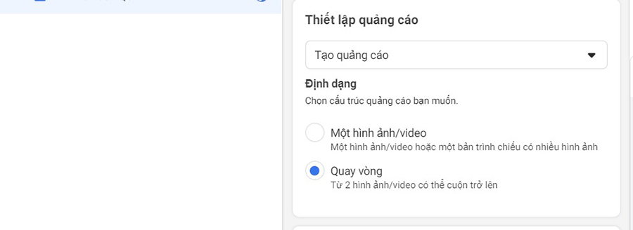 Chọn 1 trong 2 loại định dạng quảng cáo ở trên