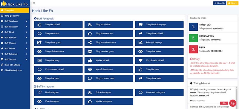 Hack like Facebook bằng phần mềm hacklikefb.org