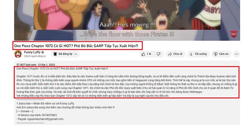 Mô tả phải khớp với tiêu đề video