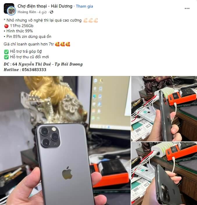 mẫu content điện thoại