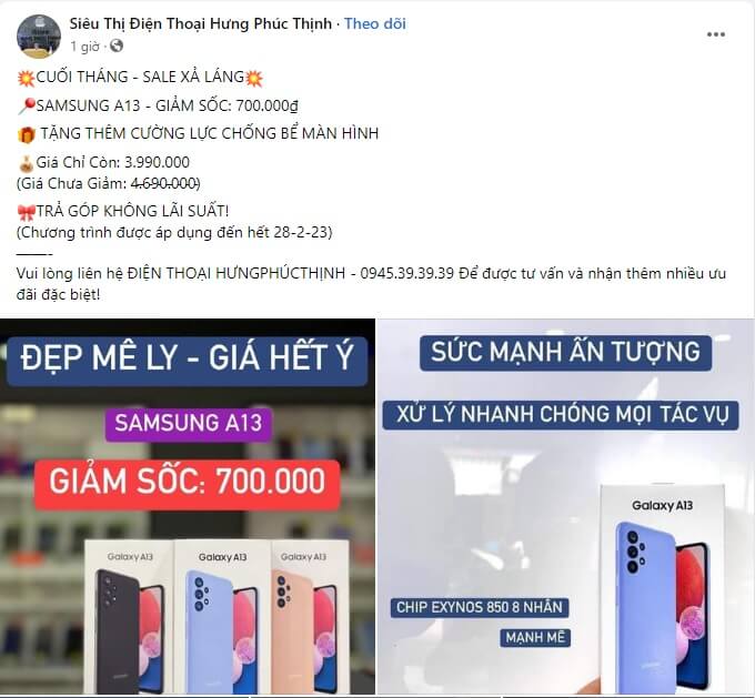 mẫu content điện thoại