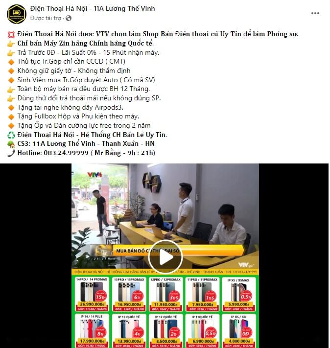 mẫu content điện thoại