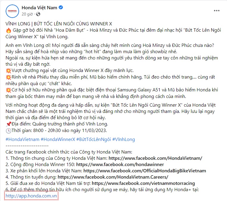Mẫu content trong sự kiện 