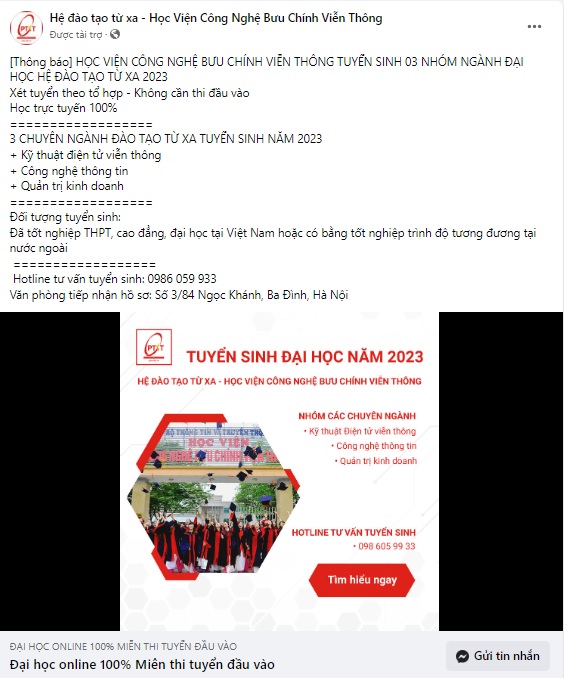 Mẫu content tuyển sinh đại học mẫu 2