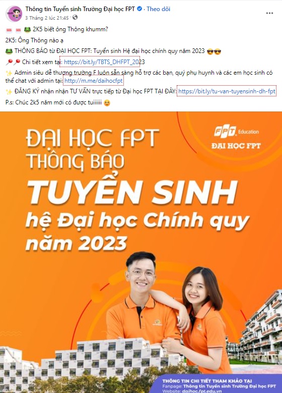 Mẫu content tuyển sinh đại học mẫu 3