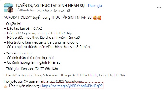 Mẫu content tuyển thực tập sinh mẫu 1