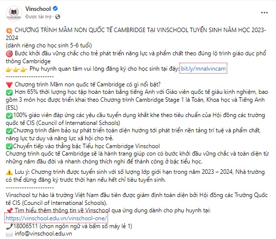 Mẫu content tuyển sinh mầm non mẫu 3