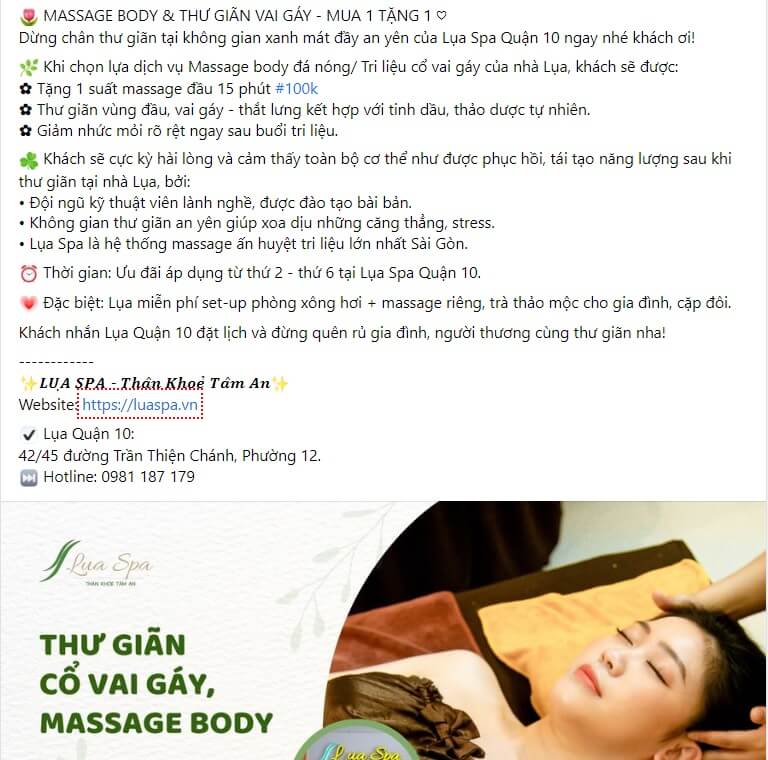Mẫu bài viết quảng cáo Massage số 7