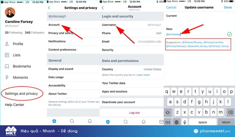 Cách đổi Twitter handle trên điện thoại