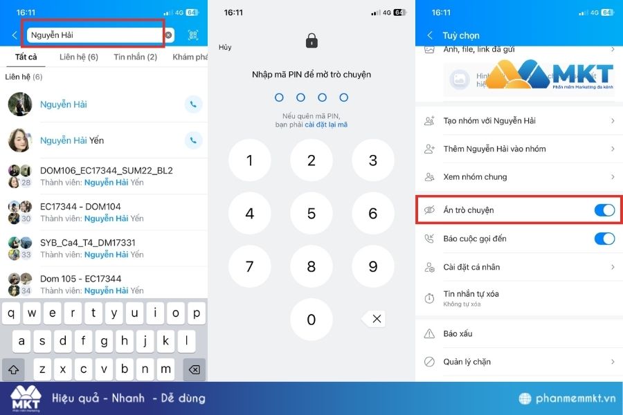 Cách xem lại tin nhắn đã ẩn