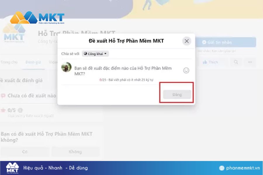 Cách đánh giá trên Facebook bằng máy tính